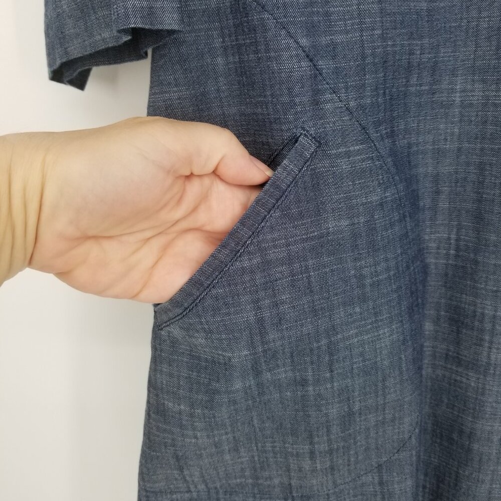 Eshakti Cotton Midi Dress - Lightweight Denim, Retro Styling, Sheath/A-line Fit - Picture 2 of 5